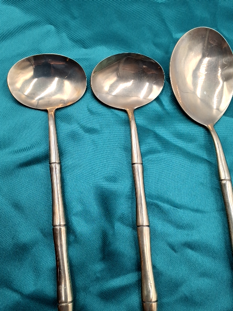 3 serveringssker Bambusrørmodel Bronze